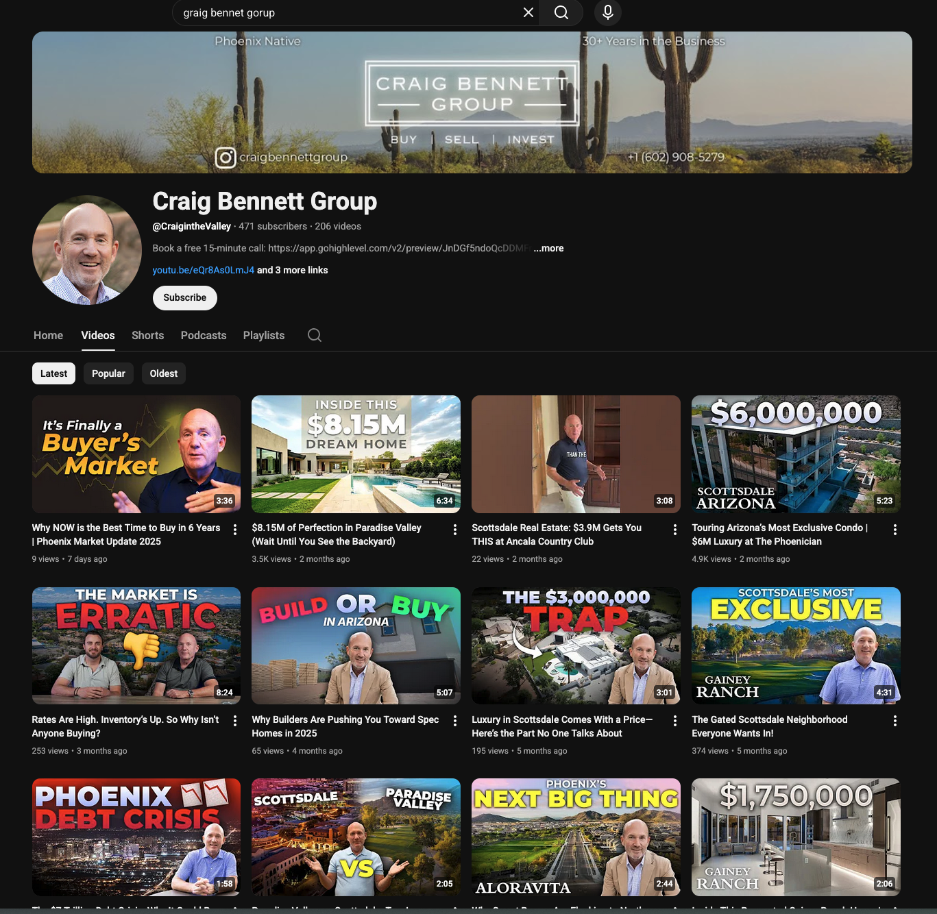 Craig Bennett Group YouTube Channel